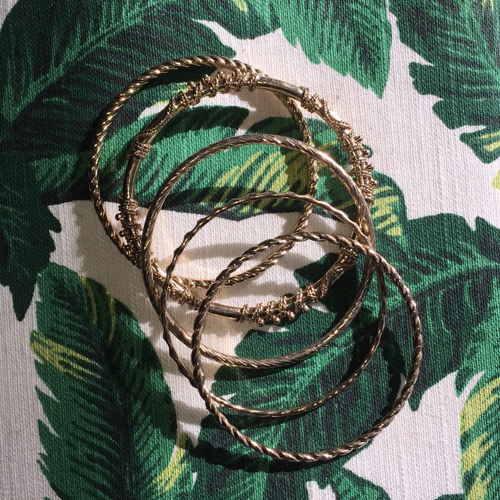 Stackable gold bracelets